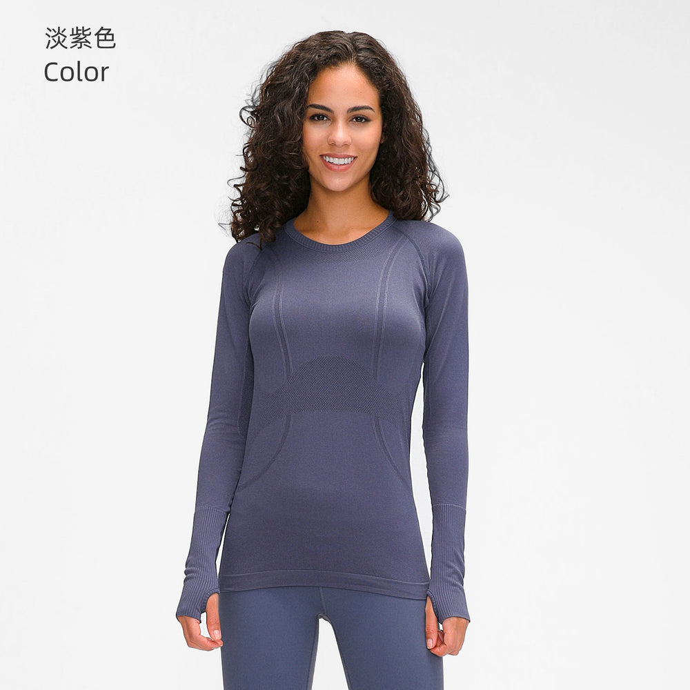 D19083: diqian apparel new seamless yoga top - women's long sleeve activewear for running, comfort, breathability, and fitness