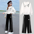 Girls' spring/autumn  new stylish tracksuit set - girls' casual wide-leg pants two-piece outfit for big girls and children