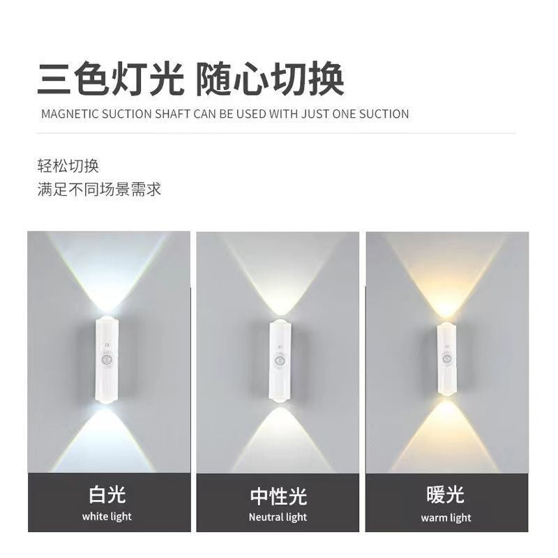 New arrival smart human body sensor light colorful rechargeable sensor wall light hill night light double cat eye atmosphere light spotlight