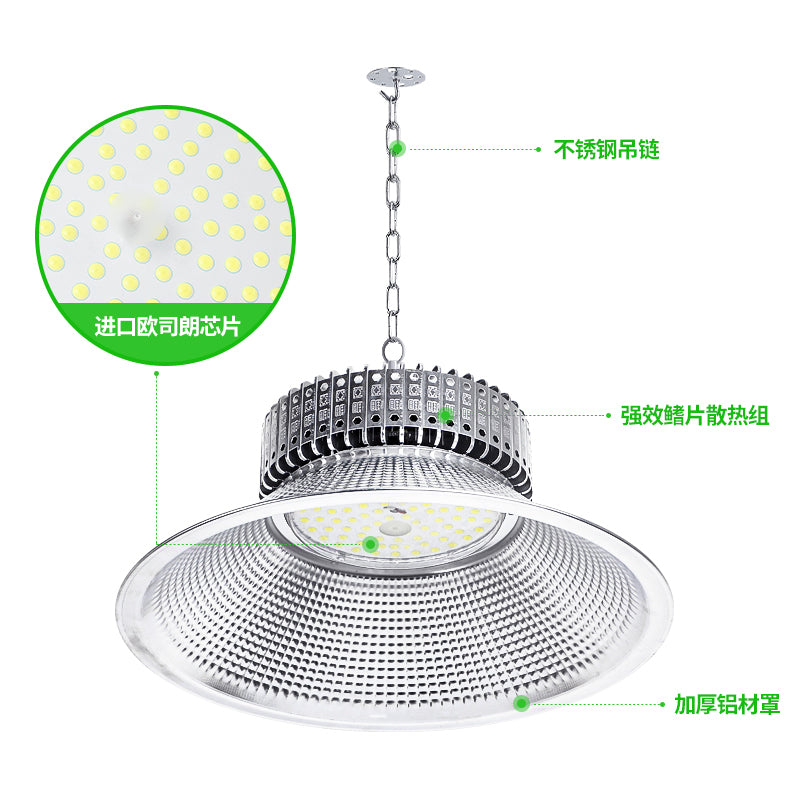 LED High Bay Light Fin Factory Warehouse Workshop Lighting Factory Light 200W Super Bright Industrial Ceiling Light