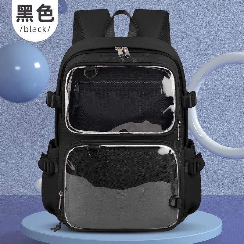 Removable transparent backpack, male and female students trend Korean version of college style school bag, large capacity anti-splashing backpack