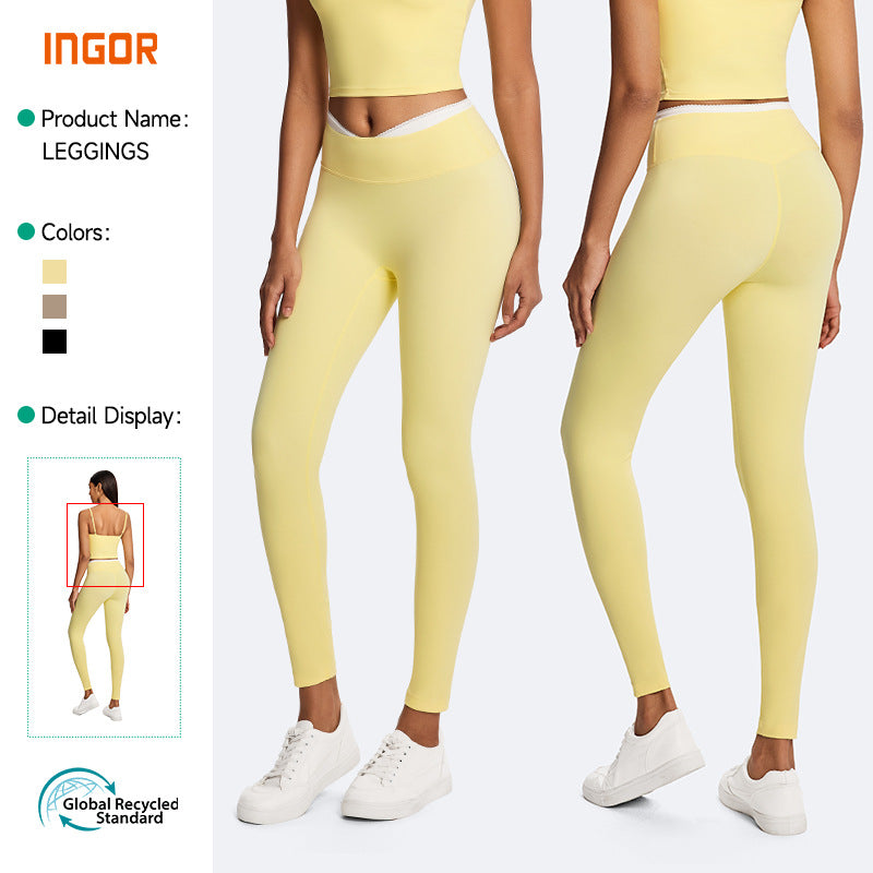 European and american eco-friendly fabric seamless yoga pants for women - high-waisted, butt-lifting, tight-fitting leggings with stretch for sports and fitness