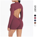 Fashioncut out beautiful back half open zipper jumpsuit peach butt lift sports fitness nude quick dry jumpsuit yoga clothes