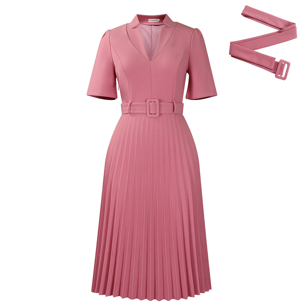D563export cross-border women's summer new short-sleeved v neck pleated high waistfashionelegant waist african dress