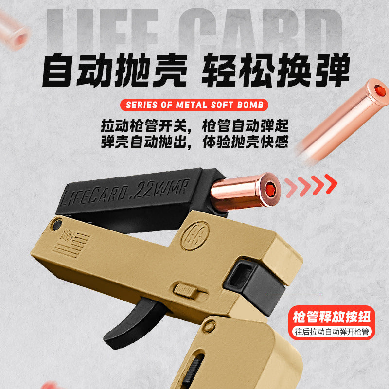 new arrival alloy folding spray life card toy gun can launch soft bullets security pistol kids boys