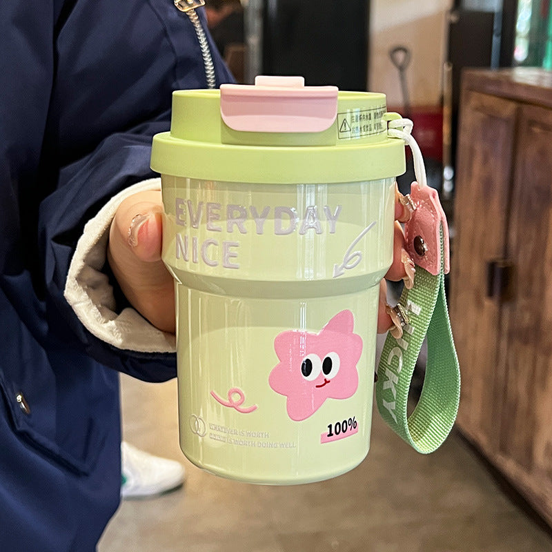 High-style coffee thermos, premium quality double-walled coffee mug for women, 316l stainless steel straw cup, factory direct wholesale