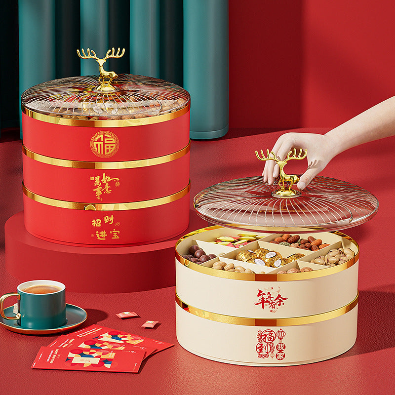 High-style dried fruit platter, perfect for housewarmings, weddings, chinese new year, and everyday use. ideal for home living rooms, this dried fruit storage box also works great as a snack and candy container