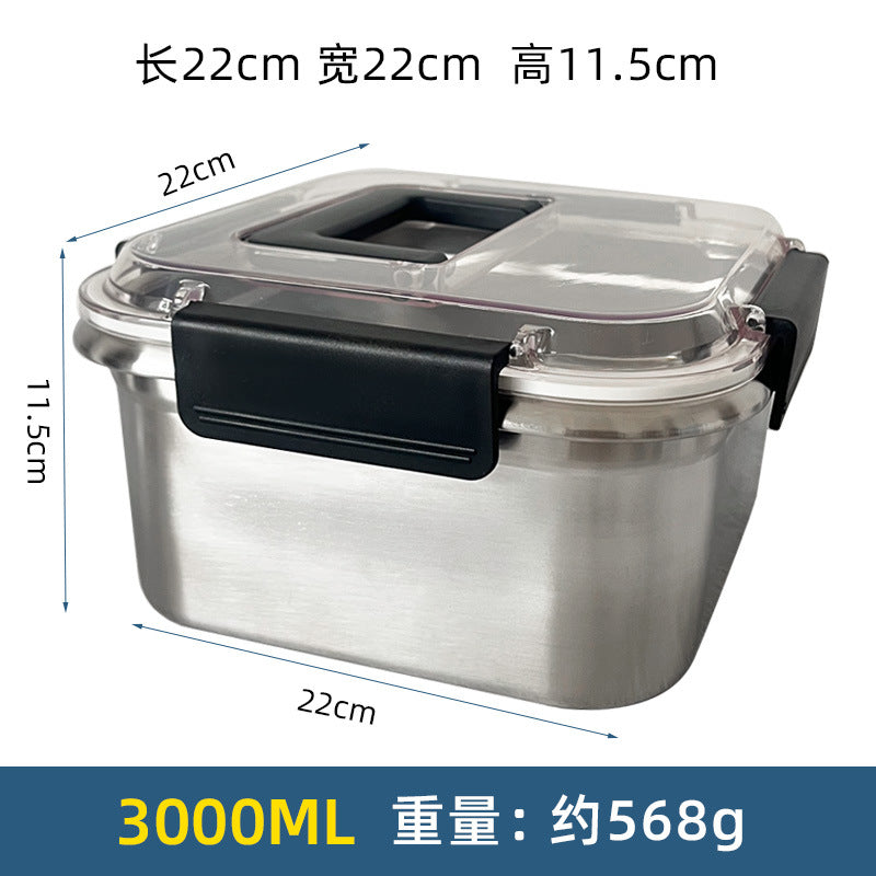 316 stainless steel food storage container lunch box - large capacity, airtight refrigerator organizer with lid - fruit bento box