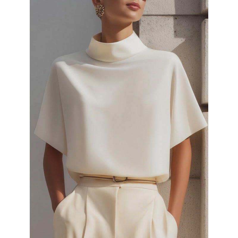 european and american style women's summer new chinese style stand collar shirt - unique design, commuter chic blouse