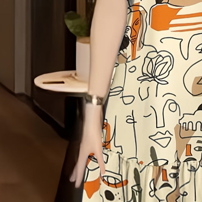 wholesale women's short-sleeved dresses, fashionable women's dresses for spring, summer, and autumn, new cross-border printed designs