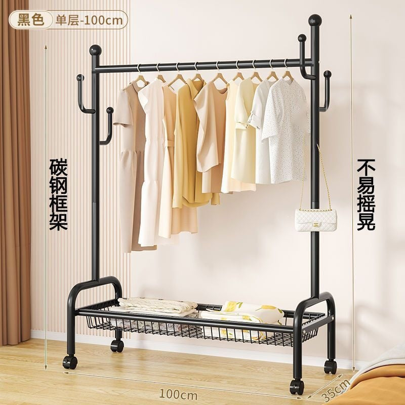 Scandinavian simple clothes drying rack indoor bedroom thickenedmovable floor-standing clothes rack clothes rack floor-standing