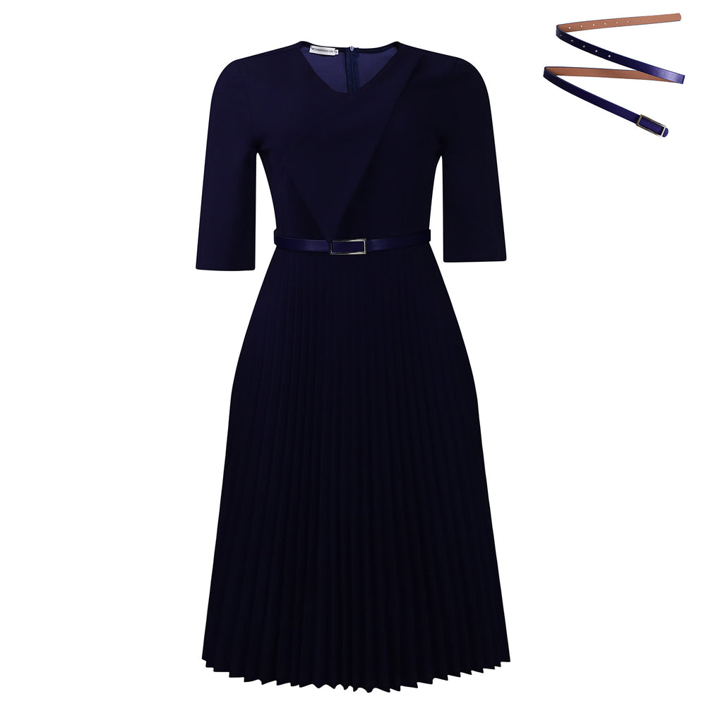 D3296  foreign trade women's clothing  new solid color v-neck fashionable elegant pleated african cross-border dress