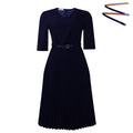 D3296  foreign trade women's clothing  new solid color v-neck fashionable elegant pleated african cross-border dress