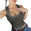 fashiony2k hot girl pure coloreasiest for matchhalter t-shirttops women's clothing  summer  independent station