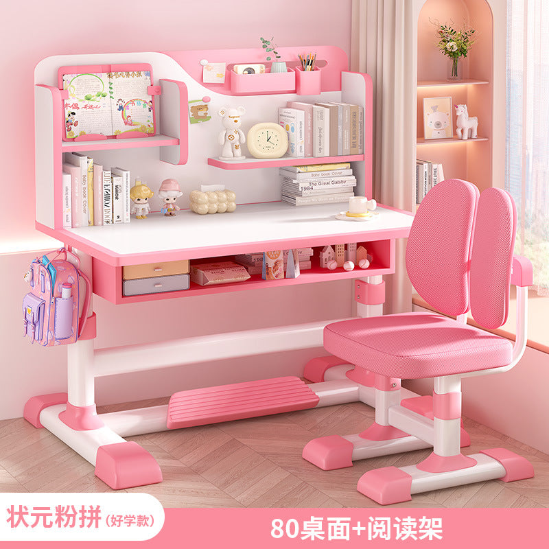 Children's study table Household primary school students Writing homework desk Simple children's desks and chairs Lifting table set