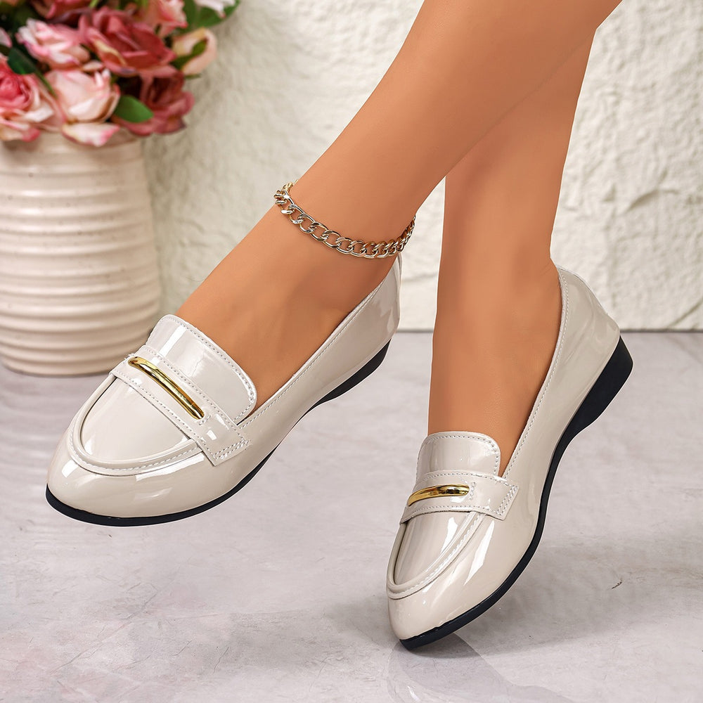 Wholesale women's plus size flat loafers -  spring/autumn new collection - preppy british style slip-on leather shoes