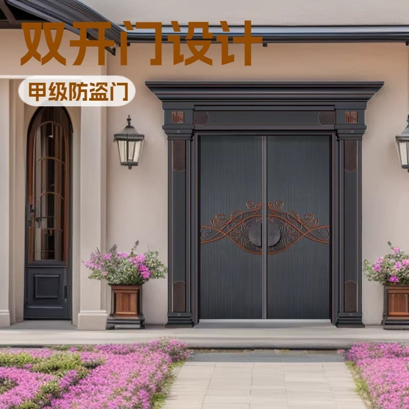 Zinc alloy door casual rural self-built house villa door grade a double door entrance door anti-theft door cast aluminum door
