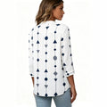 new european and american style women's v-neck printed shirt casual long sleeve t-shirt