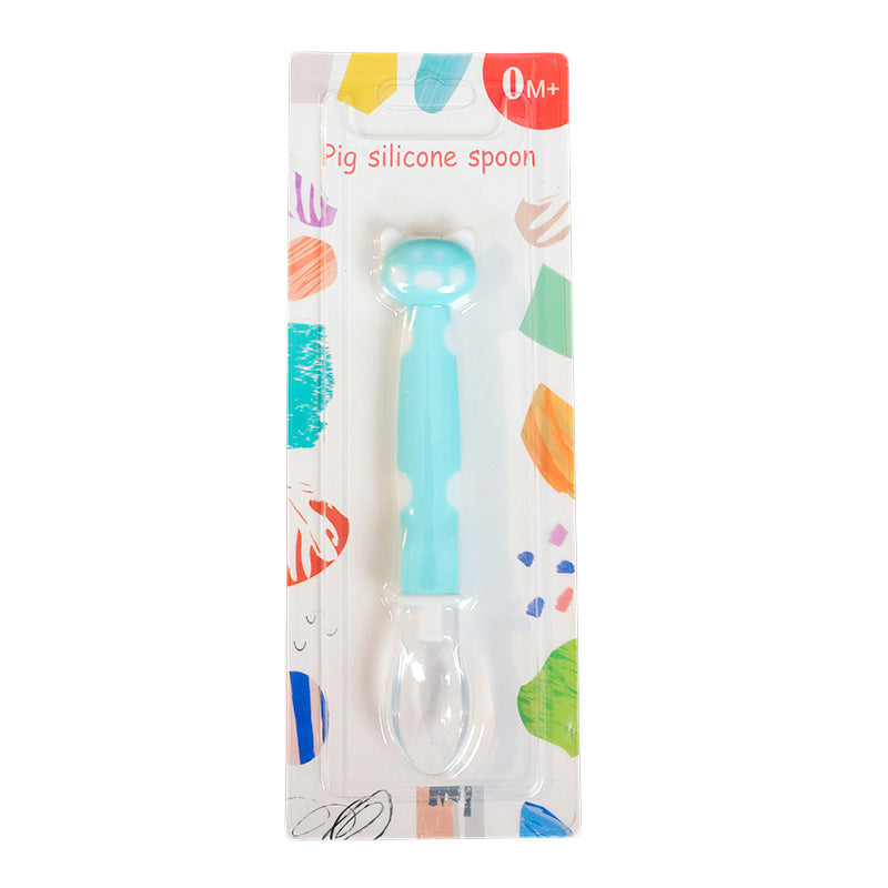 English card pack, baby silicone spoon, baby feeding tableware, soft head spoon, cartoon complementary food spoon, spoon, spoon