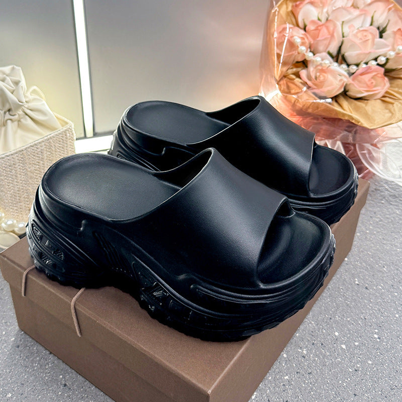 Women's summer 2025 new fashion outdoor wearable sandals & slippers - indoor home anti-slip thick sole high heel thong sandals