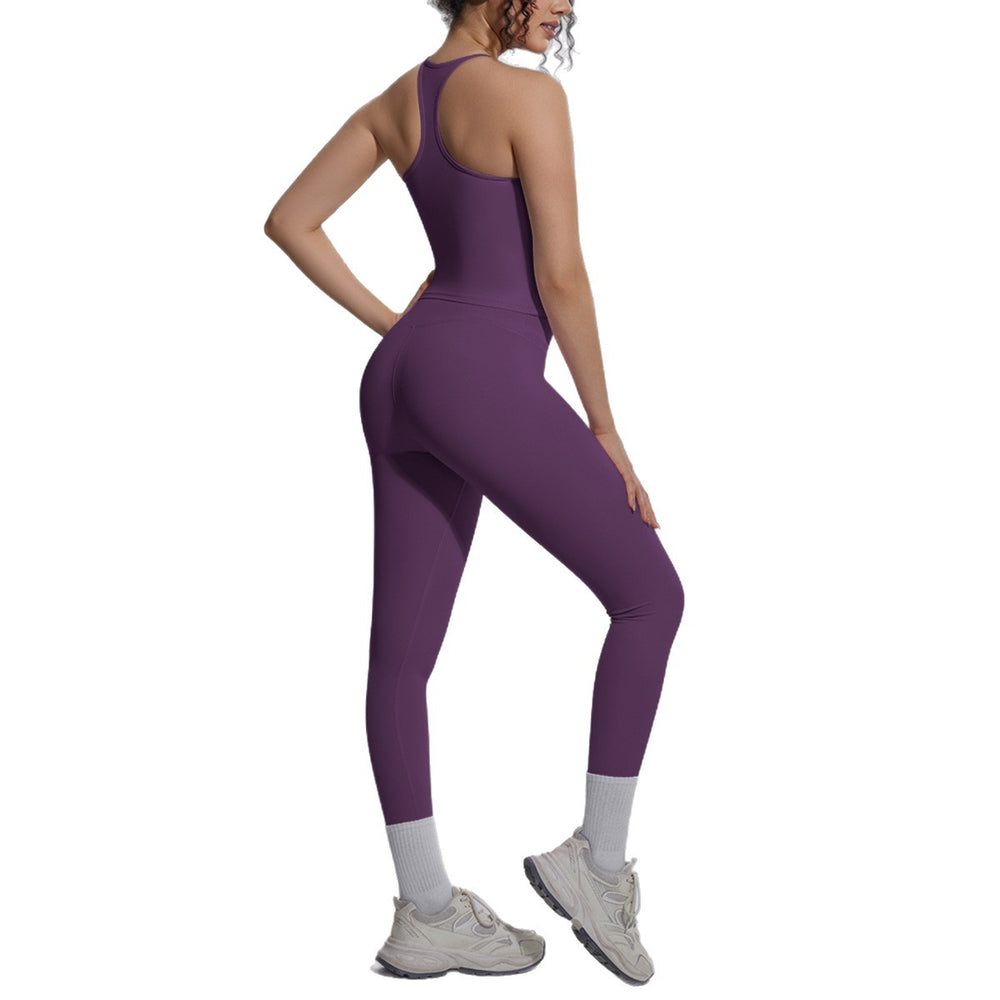 New arrival cross-border fashion double-sided brocade i-shaped beautiful back yoga suit sports running fitness running two-piece set for women