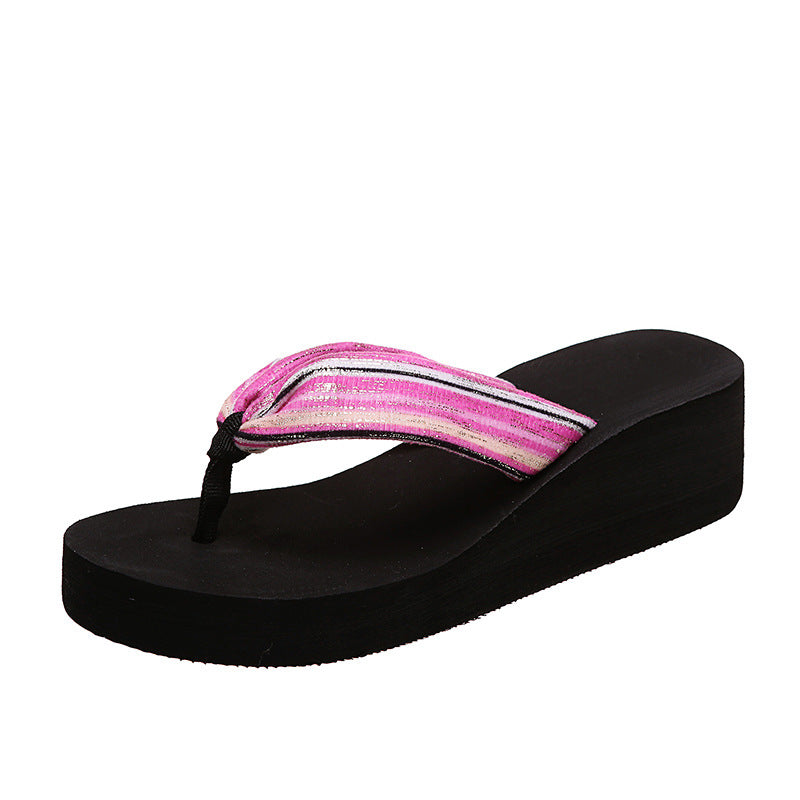 Wholesale women's outdoor slippers - colorful wedge heel, mid-heel, new fashion summer platform flip-flops, trendy internet-famous sandals