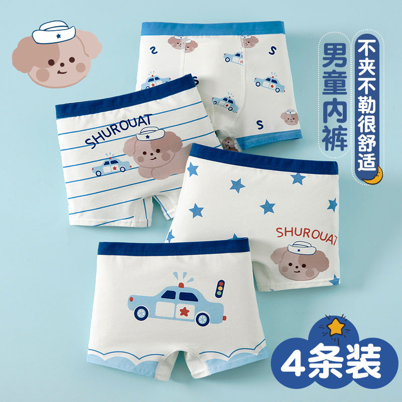 Boys' underwear Children's Class A cotton boxer shorts Breathable and bacteriostatic medium and older boys' boxers do not clip pp