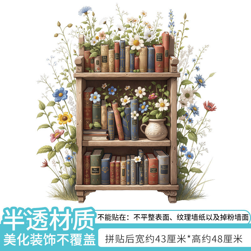 Plant flower stand potted plant wall decoration sticker bedroom kitchen study bookshelf effect self-adhesive wall sticker 45012