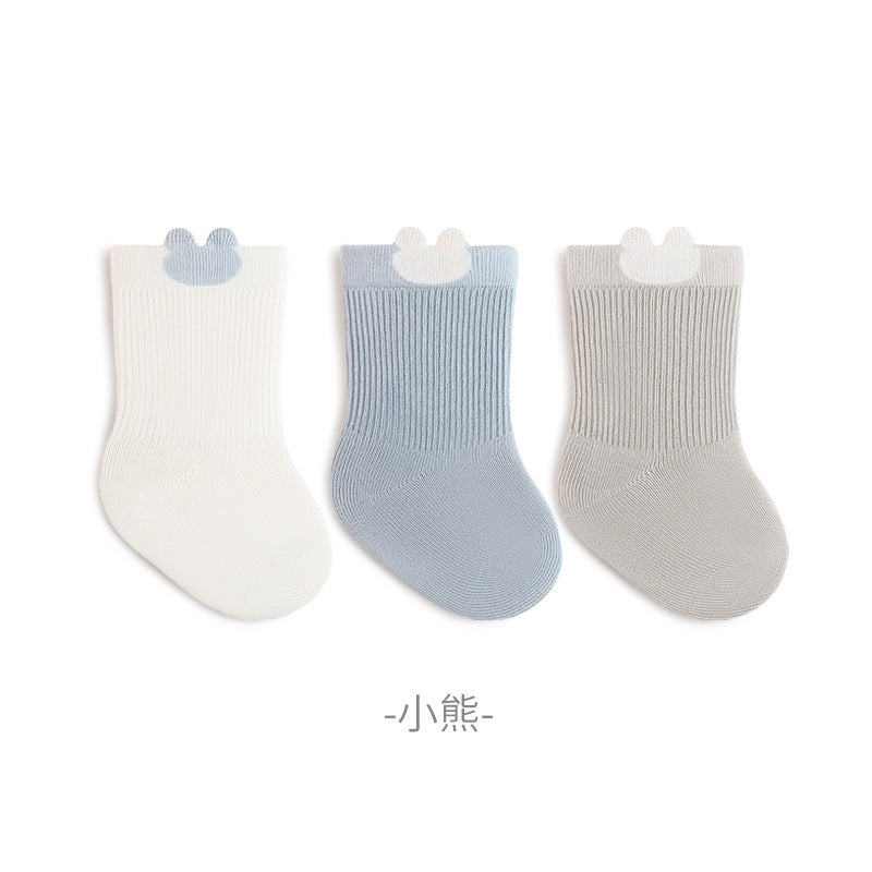 Babylon three-pair kids socks combed cotton breathable baby knee socks socks candy color boneless infant socks