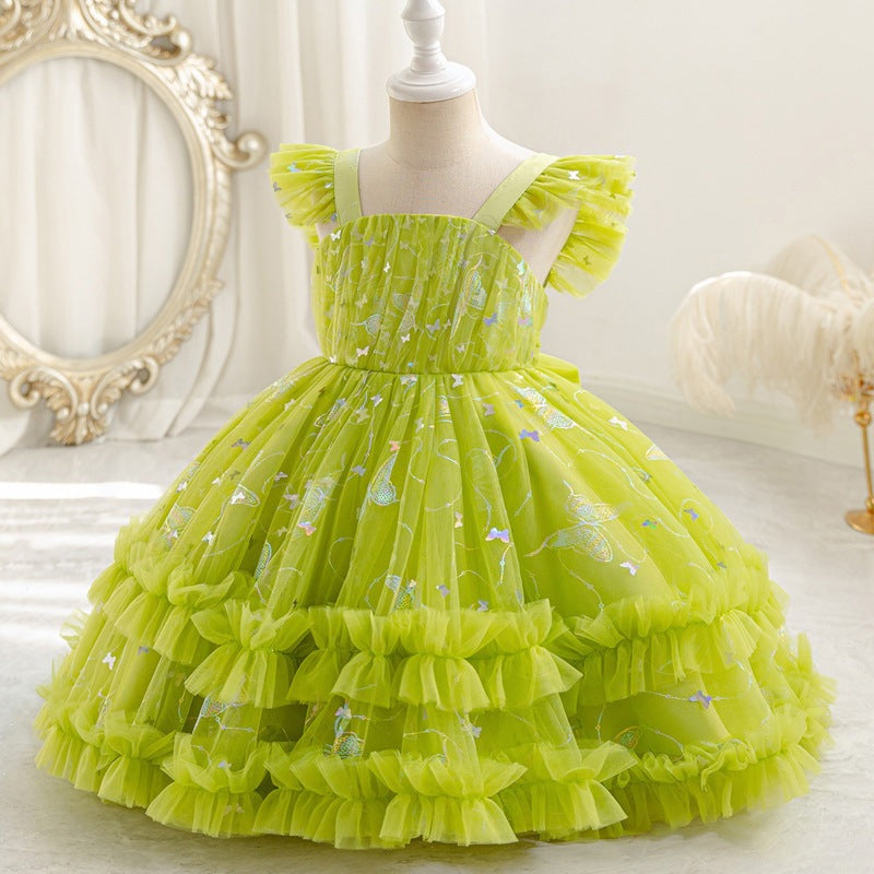 Children's birthday mesh skirt vest first birthday kids princess dress children's clothing baby wholesale dress dress summer style flower girl