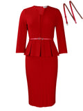 D3255  cross-border winter women's v-neck ruffle high-waisted slimming ol commute pencil skirt foreign trade dress