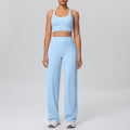 Casual outerwear sexy back yoga wear high waist wide leg straight-legpantssuit running training fitness sportswear