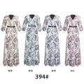 African women's clothing   new sexy v-neck printed dress european and american  long maxi skirt + belt