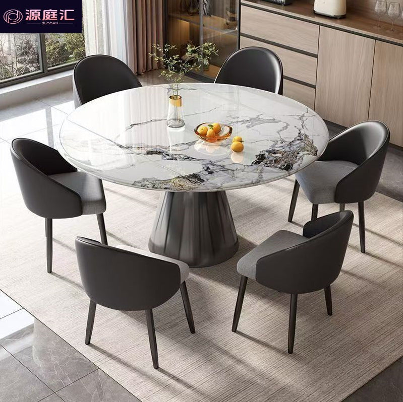 Italian natural microcrystalline stone retractable rotate dining table for home small apartment italianaccessible luxury round table foldable round table