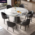 Italian natural microcrystalline stone retractable rotate dining table for home small apartment italianaccessible luxury round table foldable round table