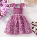 Baby & toddler (girls') dress, 3d rose bouquet bustier flutter sleeve dress