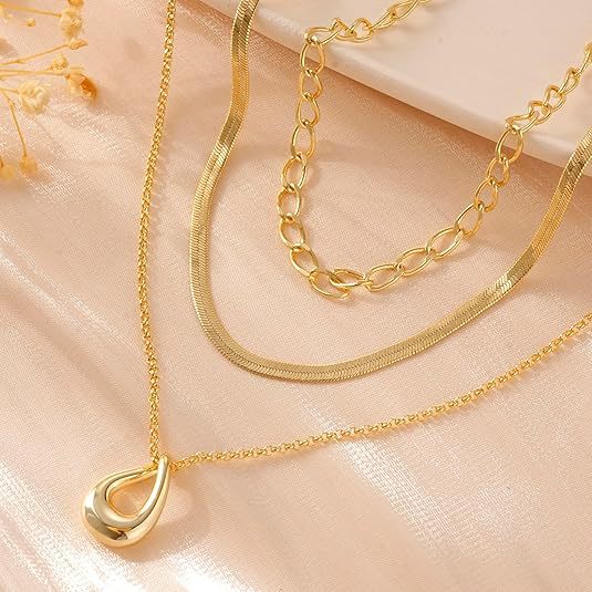 amazon round multi-layer necklace - minimalist, stylish, everyday wear, commute, casual, stackable, geometric choker - wholesale
