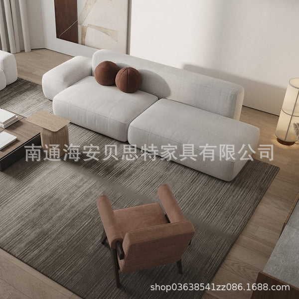 Nordic simple small apartment fabric sofa living room combination Italian minimalist straight row tofu cubes cream wind sofa