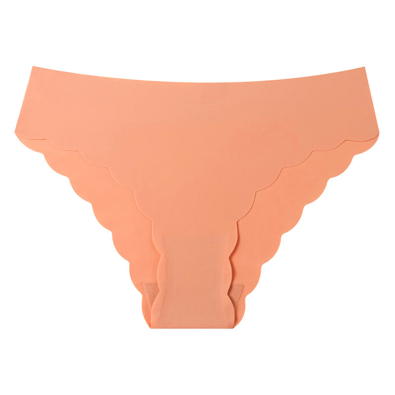 export plus size panties, wavy edge low-rise breathable nylon briefs, ice silk invisible seamless women's underwear