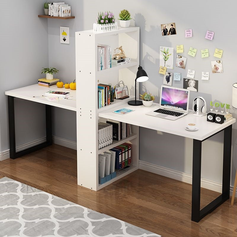 Minimalist computer desk, light luxury desk with bookshelf combination, double desk, student and children's writing desk with integrated bookshelf