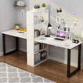 Minimalist computer desk, light luxury desk with bookshelf combination, double desk, student and children's writing desk with integrated bookshelf