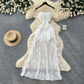 Frenchromantic style asymmetricallace suspender dress female summer pure lust style ruffles waist slimming look a-line skirt