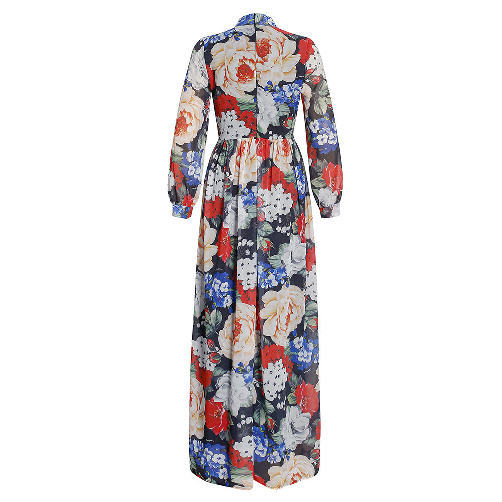 Aliexpress  african plus size women's printed office lady commute cross-border foreign trade long sleeve dress