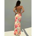 Women's backless tie-up cami bodycon fitted mermaid maxi dress - sexy summer vacation & date night outfit