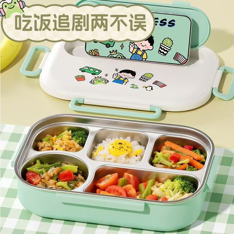Kids' insulated lunch box - perfect for elementary and middle school students - divided compartment bento box - 304 stainless steel lunch container for boys