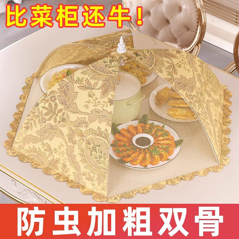 New foldable food cover for home use - multi-purpose tabletop lid for leftovers, multi-layer design, mosquito and fly protection