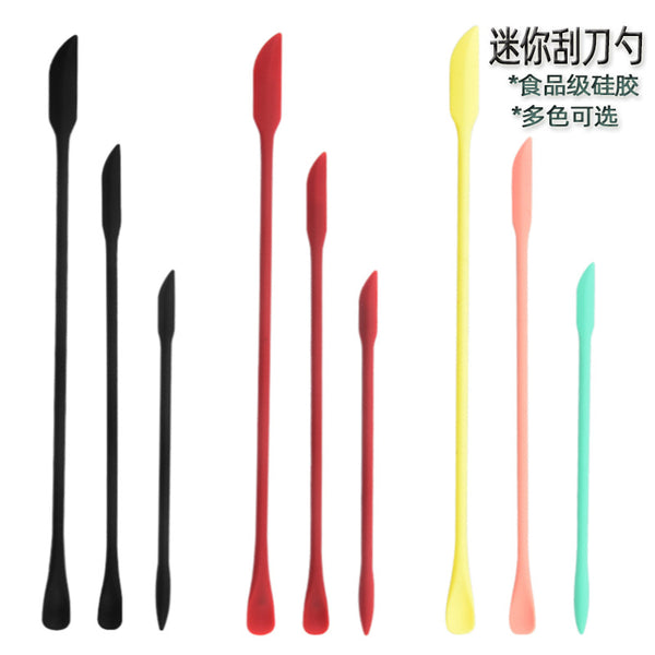 Double Head Mini Silicone Small Tip Scraper Spoon Set Extended Cosmetic Bottle Wall Scraper Fruit Sauce Scraper Small Spoon Scraper