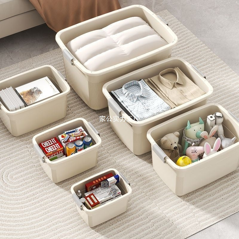 New Plastic Storage Box Cream Wind Large Capacity Extra Large Household Student Books Clothes Quilts Household Organizing Box