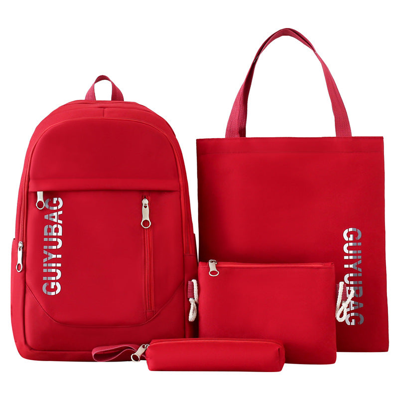 Primary and secondary school students schoolbag large-capacity bag simple solid color versatile backpack new fashion trend backpack
