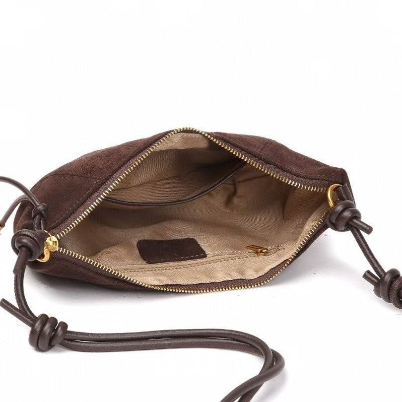 Croissant 2024 fall and winternew arrival women's bag fashioncasualretro velvet cowhide bag shoulder crossbody genuine leather bag